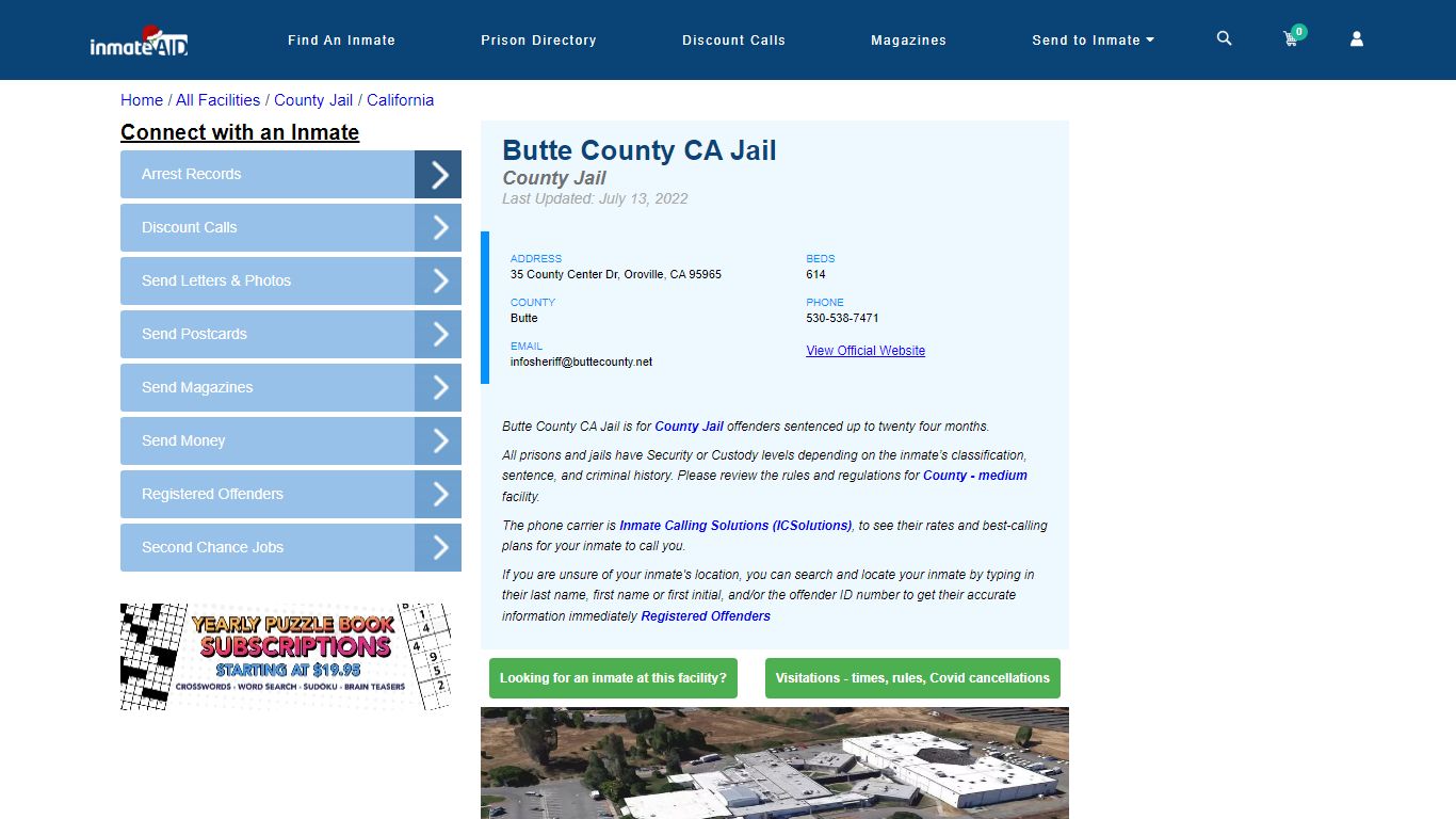 Butte County CA Jail - Inmate Locator - Oroville, CA